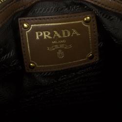 Pre Owned Prada Brown Lambskin Bow Detail Medium Hobo