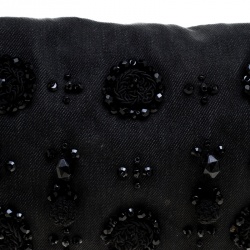 Pre Owned Prada Black Denim Embellished Braided Shoulder Bag