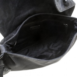 Pre Owned Prada Black Denim Embellished Braided Shoulder Bag