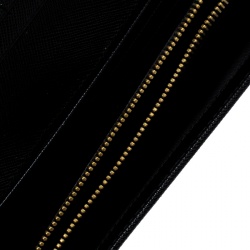 Pre Owned Prada Black Saffiano Leather Bow Continental Wallet