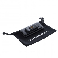 Pre Owned Prada Black Saffiano Leather Bow Continental Wallet