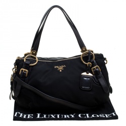 Pre Owned Prada Black Nylon and Leather Bauletto Satchel