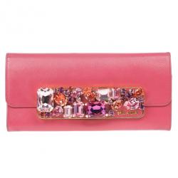 Pre Owned Prada Stone Embellishment Flap Wallet