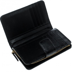 Pre Owned Prada Black Saffiano Metal Leather Zippy Wallet