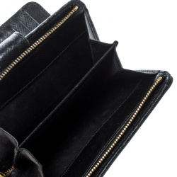 Pre Owned Prada Black Saffiano Metal Leather Zippy Wallet
