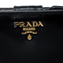 Pre Owned Prada Black Saffiano Metal Leather Zippy Wallet