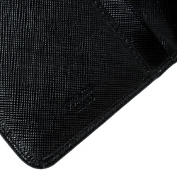 Pre Owned Prada Black Saffiano Metal Leather Zippy Wallet