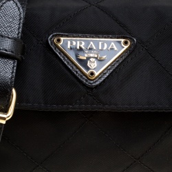 Pre Owned Prada Black Quilted Tessuto Shoulder Bag