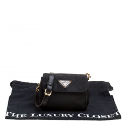 Pre Owned Prada Black Quilted Tessuto Shoulder Bag