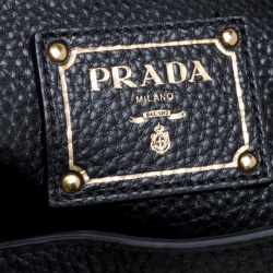 Pre Owned Prada Black Vitello Daino Leather Shopping Tote