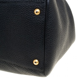 Pre Owned Prada Black Vitello Daino Leather Shopping Tote