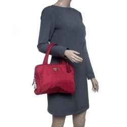 Pre Owned Prada Red Tessuto Sport Satchel