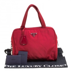 Pre Owned Prada Red Tessuto Sport Satchel