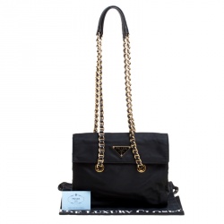 Pre Owned Prada Black Tessuto Catena Shoulder Bag