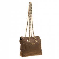 Pre Owned Prada Olive Green Tessuto Impuntu Shoulder Bag