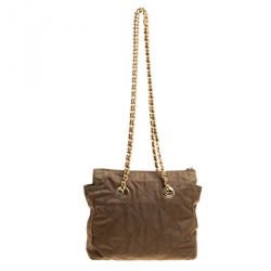 Pre Owned Prada Olive Green Tessuto Impuntu Shoulder Bag