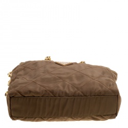 Pre Owned Prada Olive Green Tessuto Impuntu Shoulder Bag