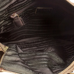 Pre Owned Prada Olive Green Tessuto Impuntu Shoulder Bag