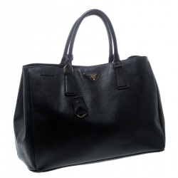 Pre Owned Prada Black Saffiano Lux Leather Large Gardener's Tote