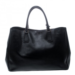 Pre Owned Prada Black Saffiano Lux Leather Large Gardener's Tote