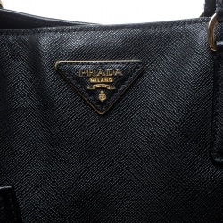 Pre Owned Prada Black Saffiano Lux Leather Large Gardener's Tote