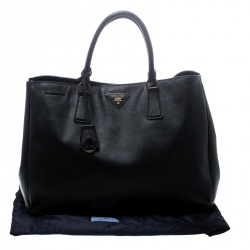 Pre Owned Prada Black Saffiano Lux Leather Large Gardener's Tote
