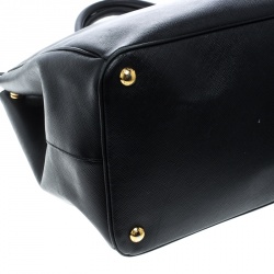 Pre Owned Prada Black Saffiano Lux Leather Large Gardener's Tote