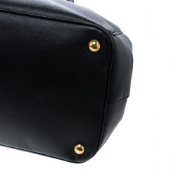 Pre Owned Prada Black Saffiano Lux Leather Large Gardener's Tote