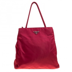 Pre Owned Prada Red Nylon Shopper Tote