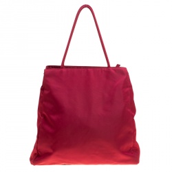 Pre Owned Prada Red Nylon Shopper Tote