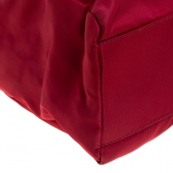 Pre Owned Prada Red Nylon Shopper Tote