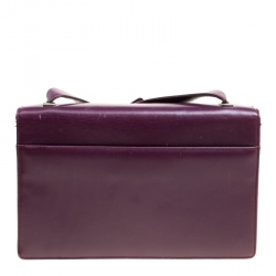 Pre Owned Prada Purple Leather Flap Shoulder Bag