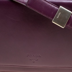 Pre Owned Prada Purple Leather Flap Shoulder Bag