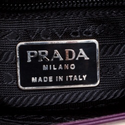 Pre Owned Prada Purple Leather Flap Shoulder Bag