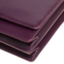 Pre Owned Prada Purple Leather Flap Shoulder Bag