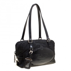 Pre Owned Prada Black Nylon and Leather Satchel
