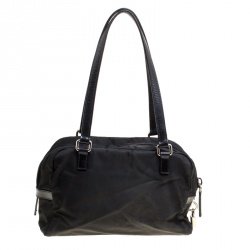 Pre Owned Prada Black Nylon and Leather Satchel