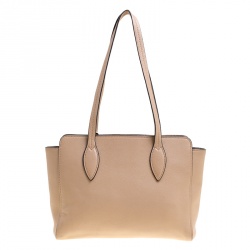 Pre Owned Prada Light Brown Leather Shoulder Bag