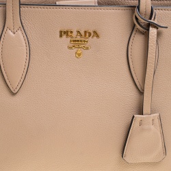 Pre Owned Prada Light Brown Leather Shoulder Bag