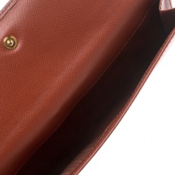 Pre Owned Prada Brown Saffiano Leather Long Flap Wallet
