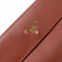 Pre Owned Prada Brown Saffiano Leather Long Flap Wallet