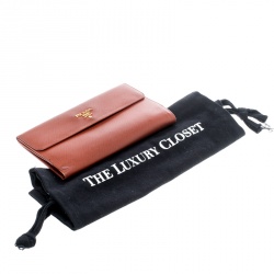 Pre Owned Prada Brown Saffiano Leather Long Flap Wallet