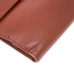 Pre Owned Prada Brown Saffiano Leather Long Flap Wallet