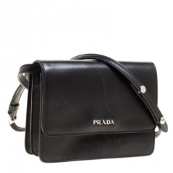 Pre Owned Prada Black Leather Mini Crossbody Bag