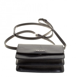 Pre Owned Prada Black Leather Mini Crossbody Bag