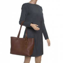 Pre Owned Prada Brown Vitello Daino Leather Shopper Tote