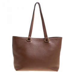 Pre Owned Prada Brown Vitello Daino Leather Shopper Tote