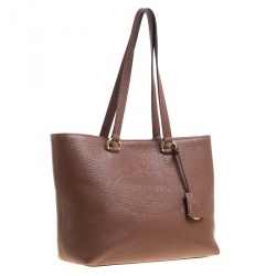 Pre Owned Prada Brown Vitello Daino Leather Shopper Tote