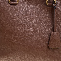 Pre Owned Prada Brown Vitello Daino Leather Shopper Tote