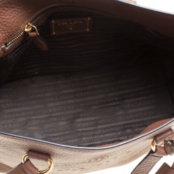 Pre Owned Prada Brown Vitello Daino Leather Shopper Tote